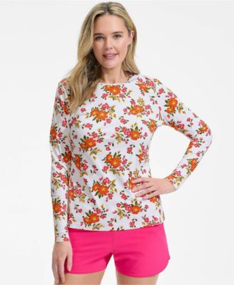 Plus Size SunShade UPF 50 Long Sleeve Rash Guard Swim Tee
