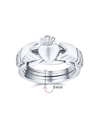 Celtic Hands Crown Heart Friendship Claddagh Puzzle Ring .925