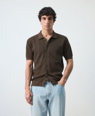 Men's Cotton Structured Knit Buttons Polo Shirt