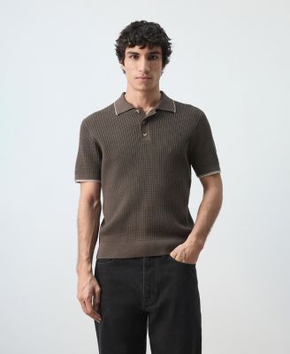 Men's Fine-Knit Herringbone Polo Shirt