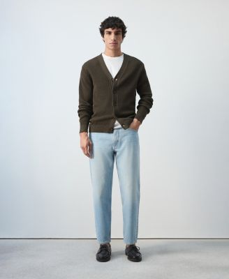 Men's Medium Knit Microstructure Cardigan Sweater