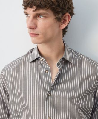 Men's Regular Fit Striped Lyocell Shirt