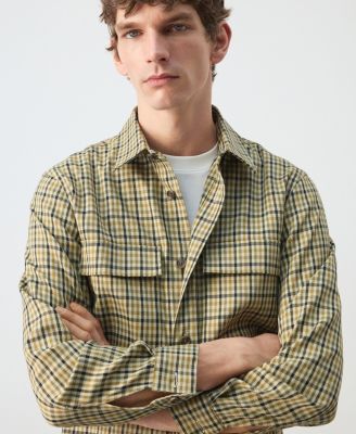 Men's Plaid Print Button Jacket
