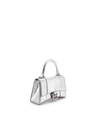 XS Hourglass Top Handle Bag Embossed Leather