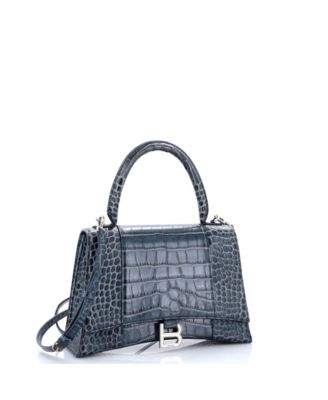 Medium Hourglass Top Handle Bag Embossed Leather