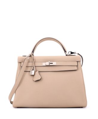 Kelly 32 Handbag Light Togo with Palladium Hardware