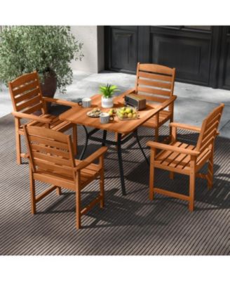 Solid Wood Outdoor Dining Chairs with Slatted Design