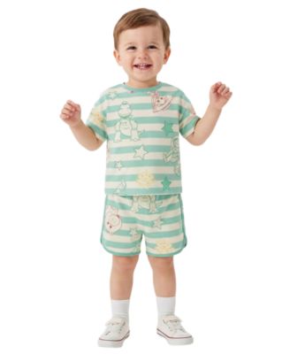 Boys' Toddler 2T-5T Short-Sleeve T-Shirt and Stripe Shorts, 2-Piece Set
