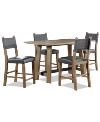 Macai 5-Pc. Wood Dining Set (Counter Height Table + 4 Counter Height Chairs)