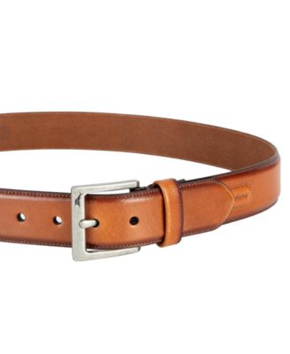 Men's Classic Casual Leather with Burnished Edges Belt