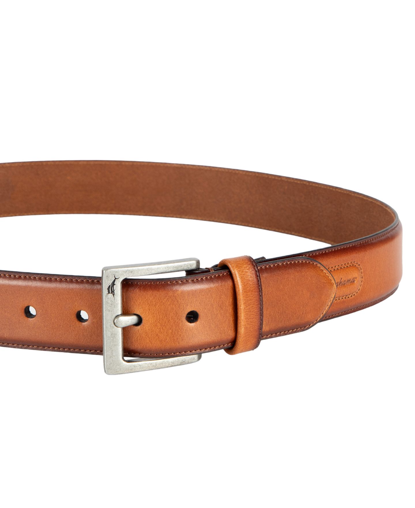 Мужской ремень Tommy Bahama Classic Casual Leather with Burnished Edges Belt, цвет: Рыжевато-коричневый — фото 3