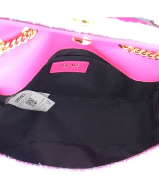 East West Medusa Icon Chain Flap Bag Quilted Tweed