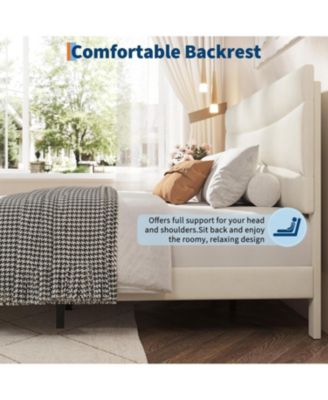 Bed Frame with Headboard, Upholstered Platform Bed Frame with Sturdy Wood Slats Support, No Box Spring Needed, Easy Assembly