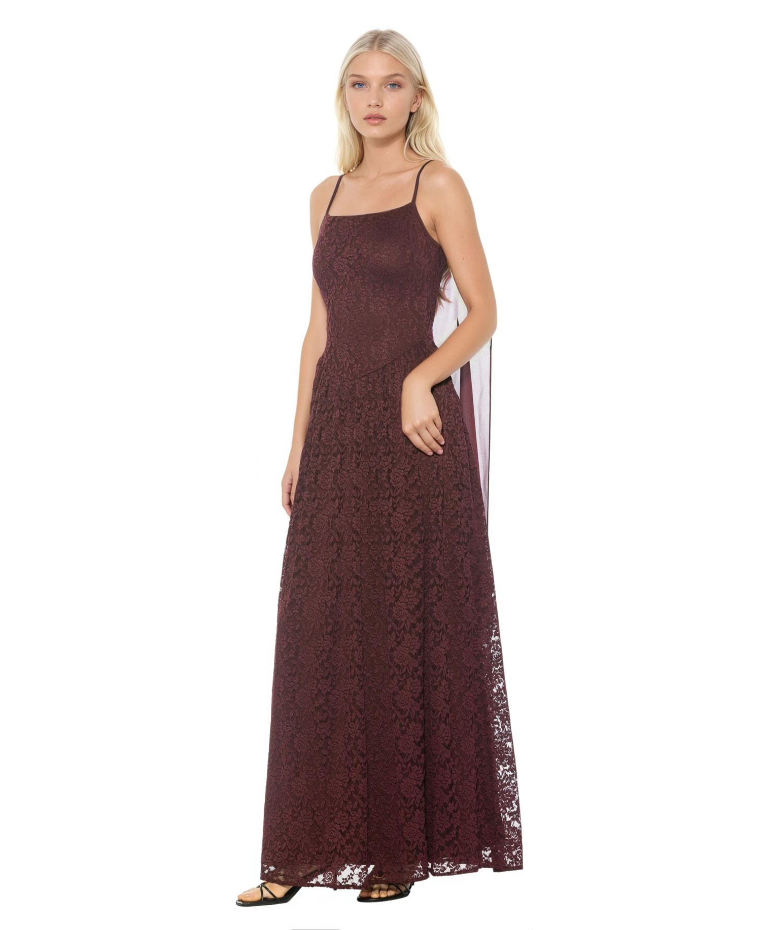 Women's Marin Draped Bodice Dropped Waist Gown Dress