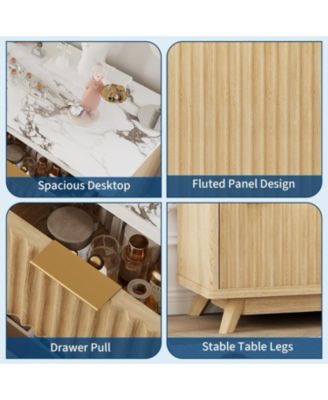 8 Drawer Curved Wood Dresser with Handles, Closet Storage Cabinet & TV Stand for Bedroom, Hallway