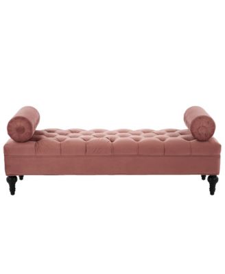 Modern Velvet Ottoman Bench, Comfy Upholstered Footstool with 2 Detachable Pillows, Bedroom End of Bed Bench for Living Room, Entryway