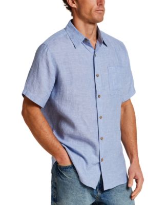 Men's Regular-Fit Solid Button-Down 100% Linen Shirt