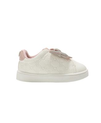 Little Girls Sneakers – Cute Casual Slip On Shoes Fashion Sneakers with Rhinestone Bow