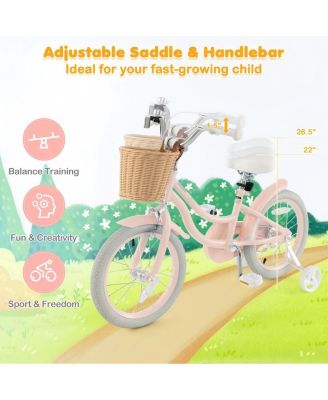 16 Inch Kids Bike with Adjustable Handlebar for Girls Boys Ages 4-7