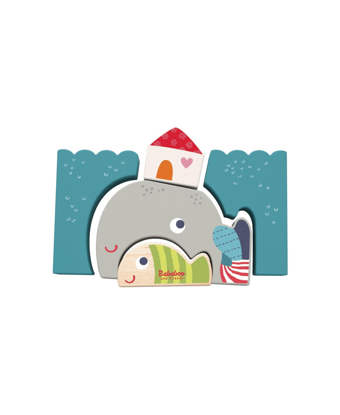 Деревянный пазл Bababoo and friends Happy Wilma Whale, Монтессори, 5 деталей, от 18 мес, цвет: Open Miscellaneous — фото 1