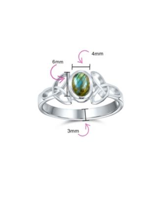 Celtic Iridescent Labradorite Stone Trinity Knot Triquetra Ring .925 Sterling Silver
