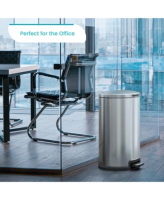 12 Gallon Semi-Round Stainless Steel Kitchen Trash Can with Step Pedal and Soft Close Lid