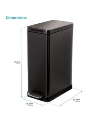 12 Gallon Slim Kitchen Trash Can with Soft Close Lid, Removable Liner, and Bag Tuck Band, Slate Blue