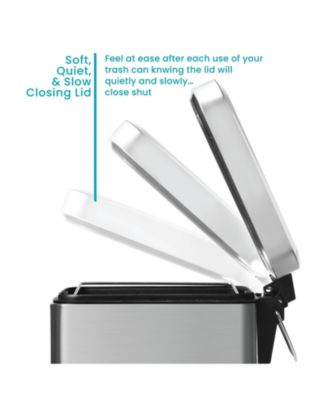 1.3 Gallon Slim Stainless Steel Trash Can with Step on Pedal and Soft Close Lid