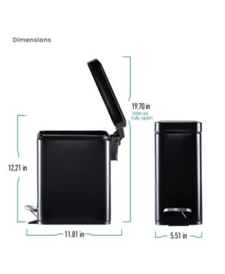 1.3 Gallon Slim Stainless Steel Trash Can with Step on Pedal and Soft Close Lid