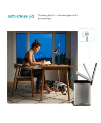 3 Gallon Slim Stainless Steel Trash Can with Reeded Pattern, Step Pedal and Soft Close Lid