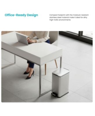 4 Gallon Slim Stainless Steel Kitchen Trash Can with Reeded Pattern, Step Pedal and Soft Close Lid