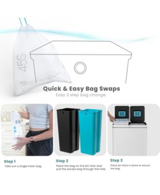 16 Gallon Stainless Steel Kitchen Trash and Recycling Can with CleanAura Odor Control and Soft Close Lids