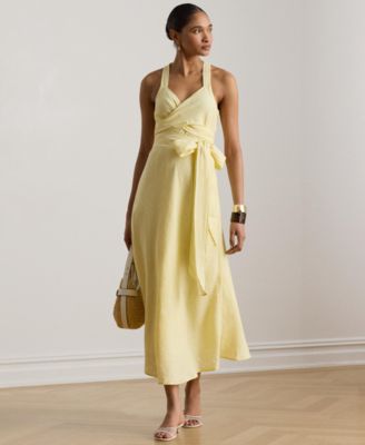 Women's Striped Tie-Front Midi Dress