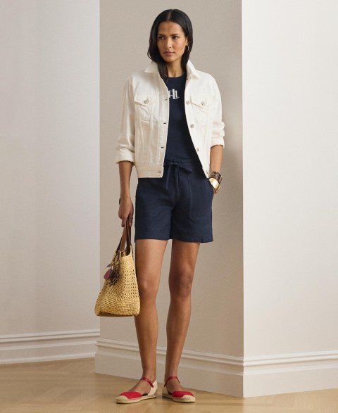 Женские Lauren Ralph Lauren Women's Wide-Leg High-Rise Linen Shorts