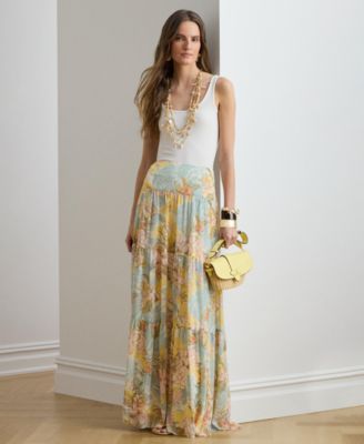 Women's Floral Tiered Maxi Skirt