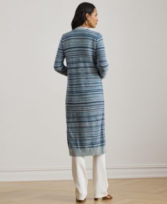 Women's Striped Long-Sleeve V-Neck Cardigan