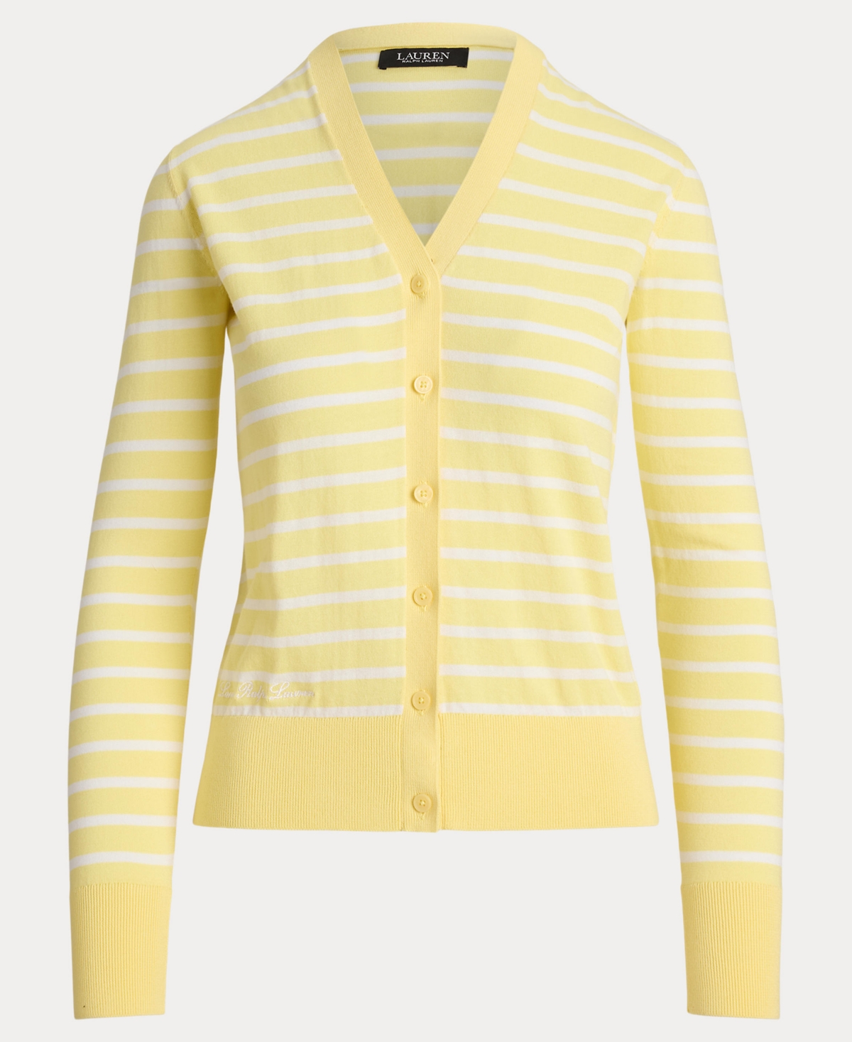 Lauren Ralph Women's Striped V-Neck Cardigan