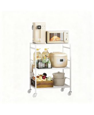 Adjustable Shelf Kitchen Cart with Metal Frame and Wheels for Versatile Storage