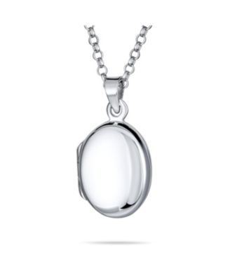 Simple Plain Oval Keepsake Photo Lockets Necklace Pendant .925 Silver Sterling Small