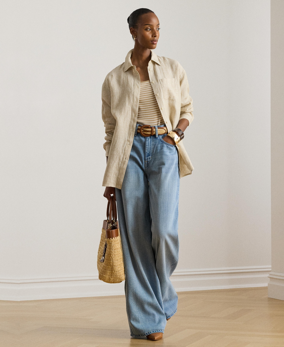 Lauren Ralph Women's Striped Long-Sleeve Shirt