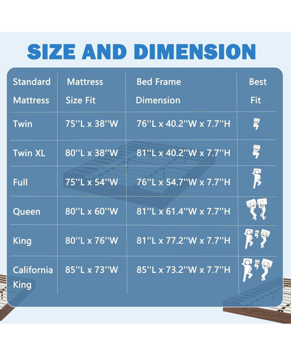 gaomon Wood Platform Bed Frame Minimalist Wooden Bed Slat Support No Box Spring Easy Assembly