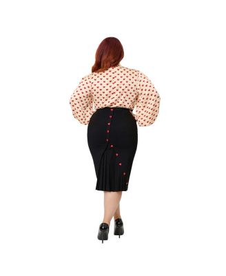 Plus Size Back Pleat Pencil Skirt
