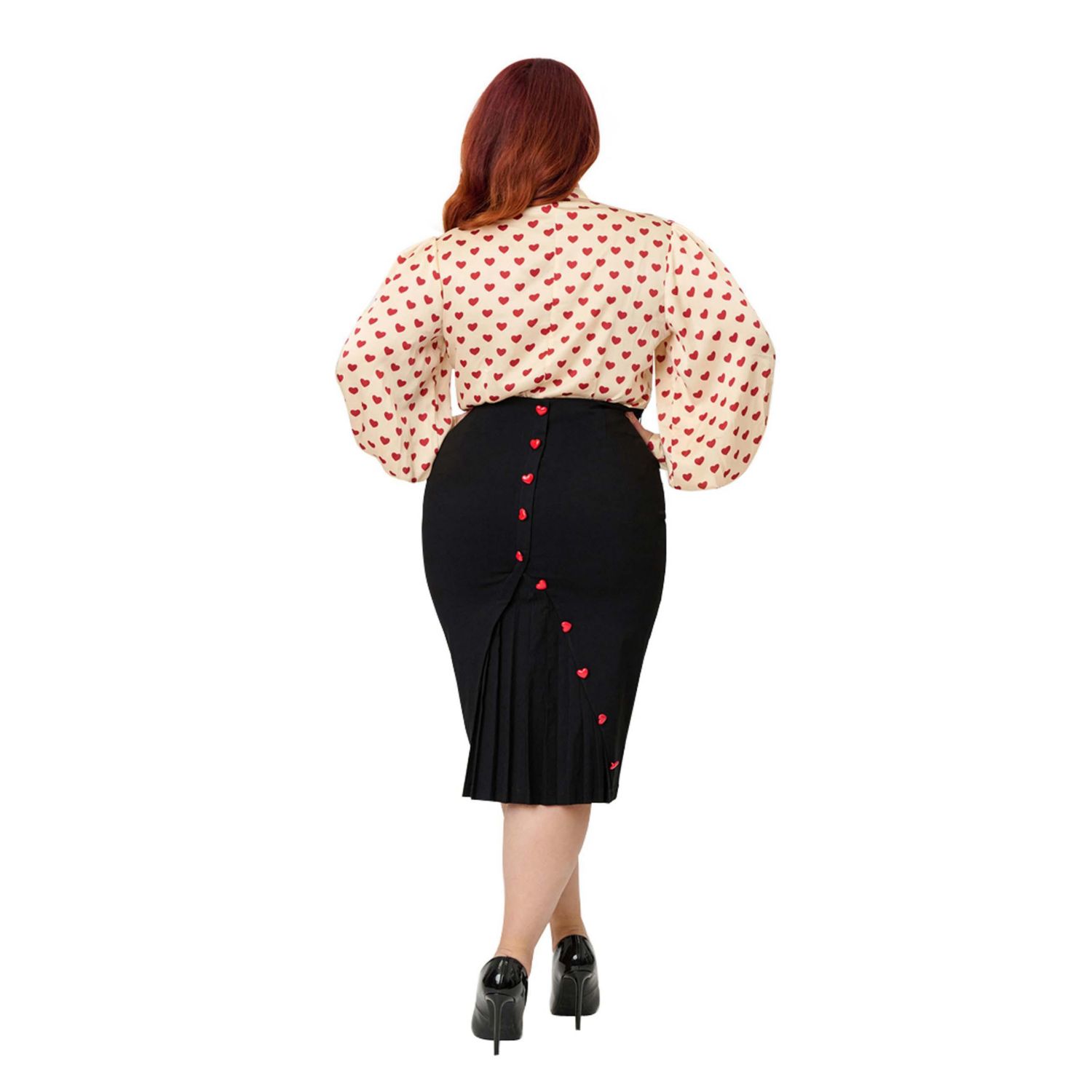 Plus Size Back Pleat Pencil Skirt