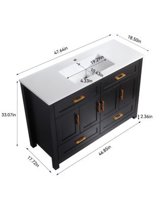 Modern Bathroom Vanity with Ceramic Sink, 4 Soft Close Doors & 4 Drawers, Ample Storage for Large Bathroom