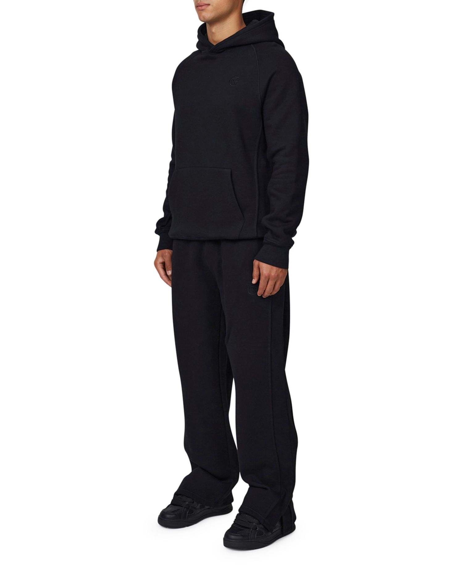 Men's Ribbed Emblem Pullover Hoodie