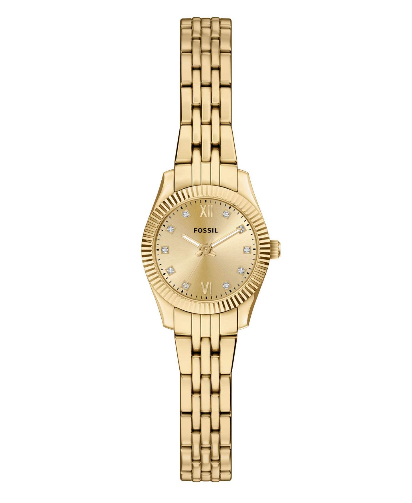 Женские часы Fossil Scarlette Mini Three-Hand Gold-Tone Stainless Steel Watch, 20mm — фото 1