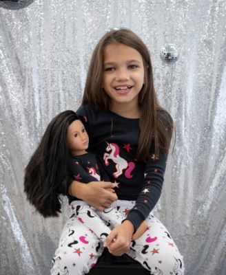 Toddler Girls Matching Doll Snug-Fit Cotton Long Sleeve All-Over Animal Print Pajamas