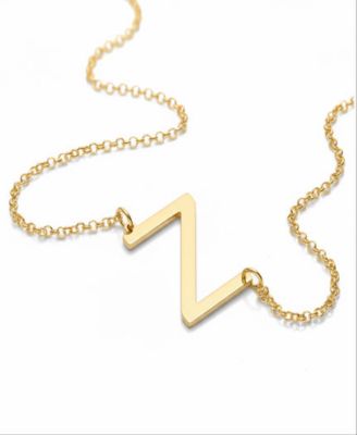 Sideways Initial Necklace in Gold Plated Sterling Silver