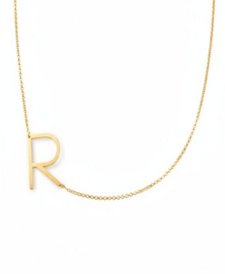 Oak Luna Sideways Initial Necklace in Gold Plated Sterling Silver - Letter r 140$