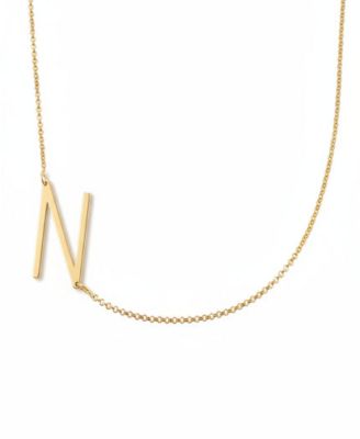 Oak Luna Sideways Initial Necklace in Gold Plated Sterling Silver - Letter n 140$